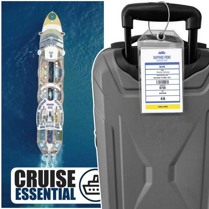 Cruise On Princess Cruise Luggage Tag Holder by Cruise On [4 Pack] Fits All Princess Ships & Tags, Cruise Essentials 2026 & 2027 - Clear Luggage Tags - Image 2